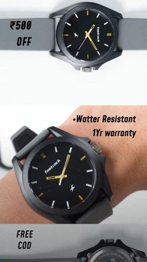Fastrack Tees — Light Weight, Unisex Casual Watch. ₹799 (Limited time).Free COD • 1yr-warranty